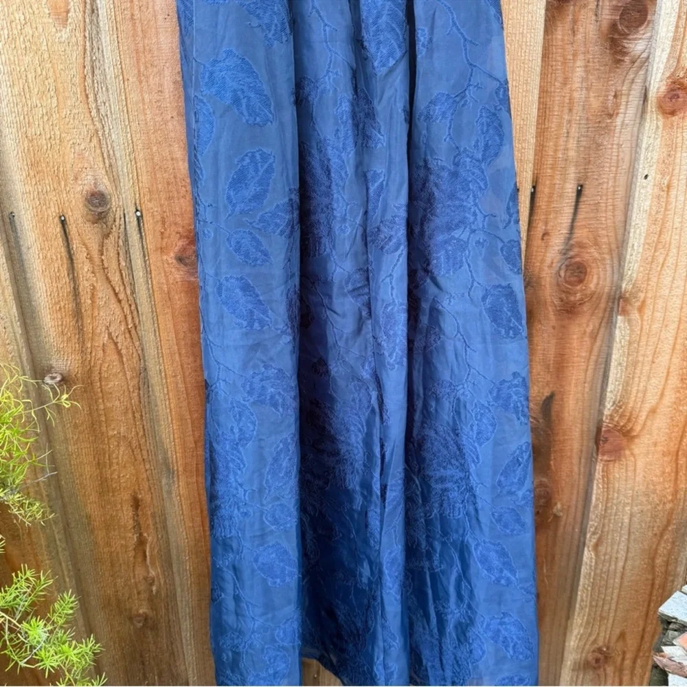 Navy Jacquard Tie-Back Full-Skirt Maxi Dress with Pockets 🌿 - Picture 10 of 12